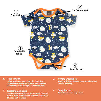 COSMIC NIGHT New Born Baby Unisex Rompers/Jumpsuit/Sleepsuit/Night Suits for Baby Boys & Girls, Infants, 100% Pure Cotton Suit (0-3/3-6/6-9/9-12/12-18 Months) (Pack of 1) (DARK BLUE)