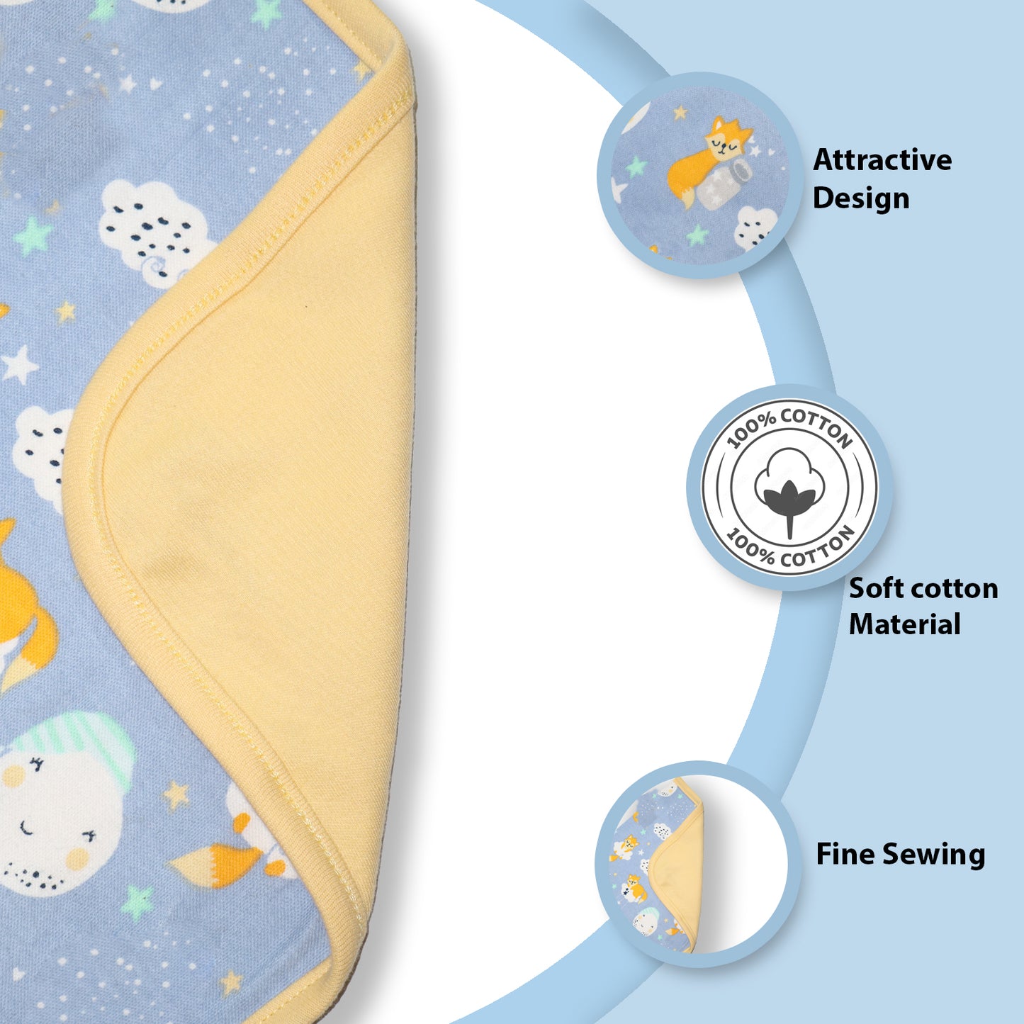 New Born Baby Cosmic Night Stylish Cotton Hooded Blanket for Baby boy and Girl | for 0 to 12 Months (Pack of 1) (Blue)