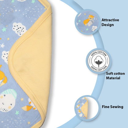 New Born Baby Cosmic Night Stylish Cotton Hooded Blanket for Baby boy and Girl | for 0 to 12 Months (Pack of 1) (Blue)