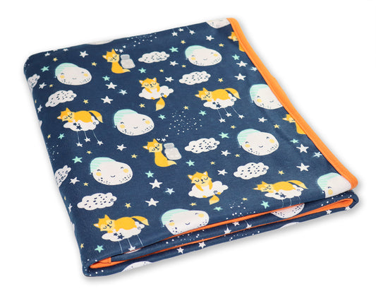 New Born Baby Cosmic Night Stylish Cotton Hooded Blanket for Baby boy and Girl | for 0 to 12 Months (Pack of 1) (Dark Blue)