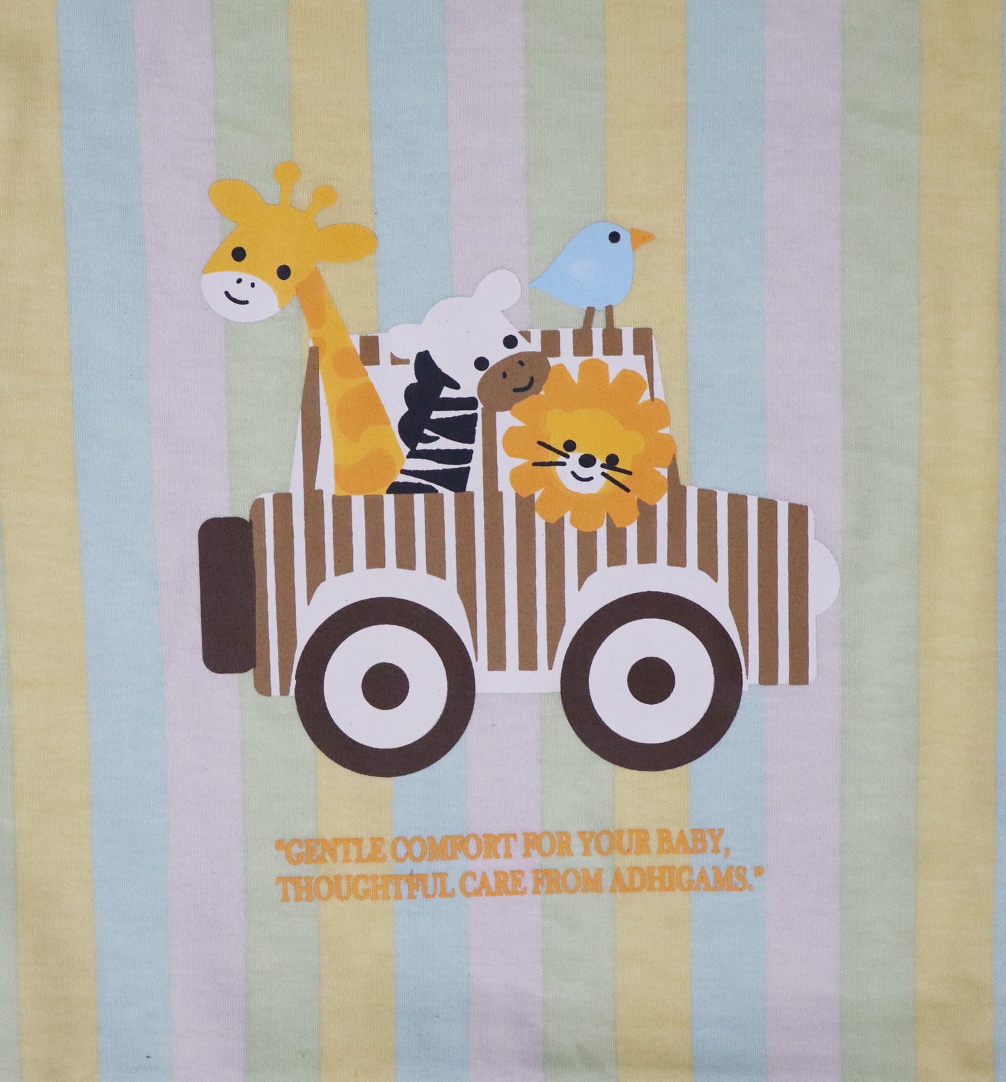 New Born Baby Jungle on Wheels Stylish Cotton Blanket for Baby boy and Girl | for 0 to 12 Months (Pack of 1) (Stripe Yellow)