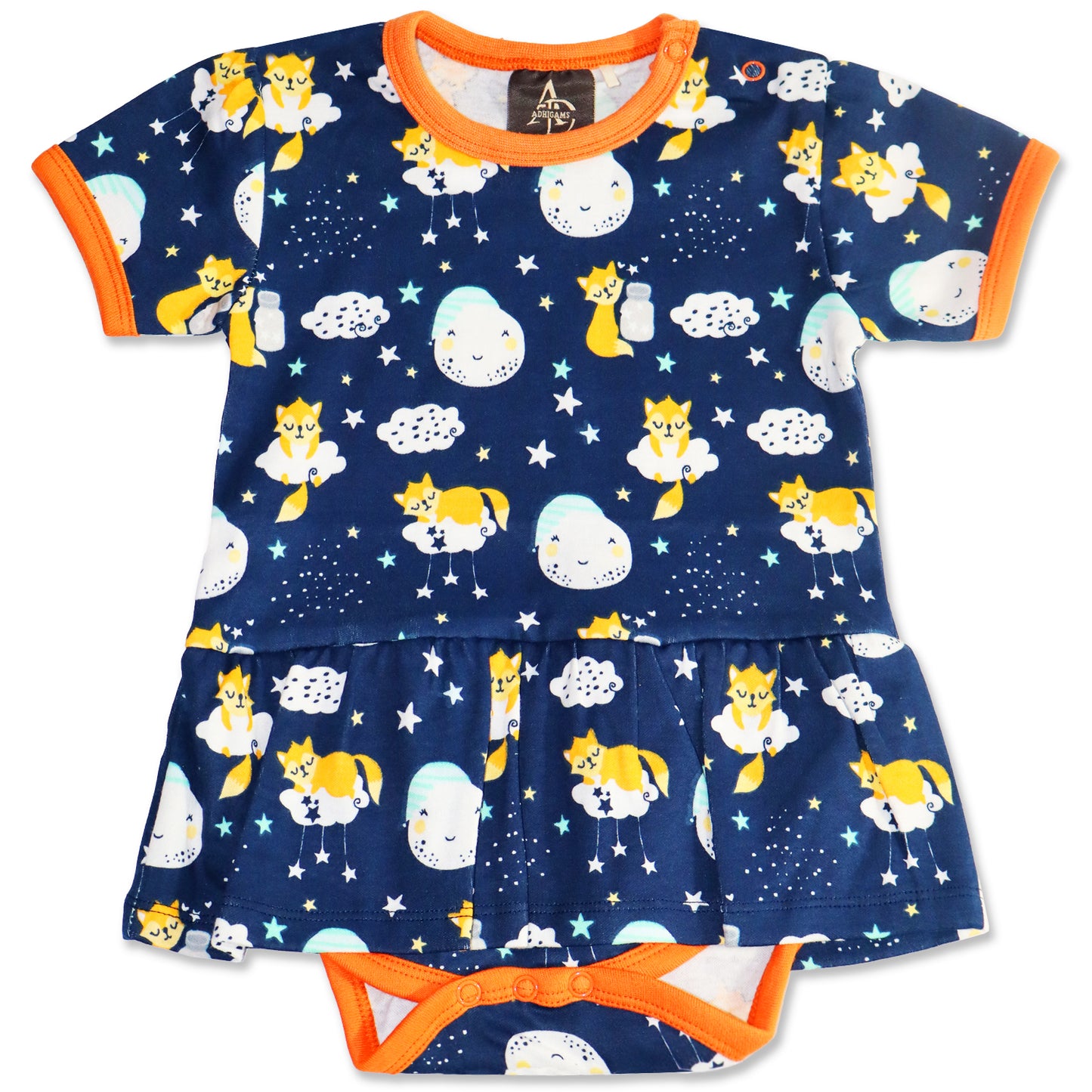 Cosmic Night  New Born Baby Unisex Rompers/Jumpsuit/Sleepsuit/Night Suits for Baby Boys & Girls, Infants, 100% Pure Cotton Suit (0-3/3-6/6-9/9-12/12-18 Months) (Pack of 1) (Dark Blue)