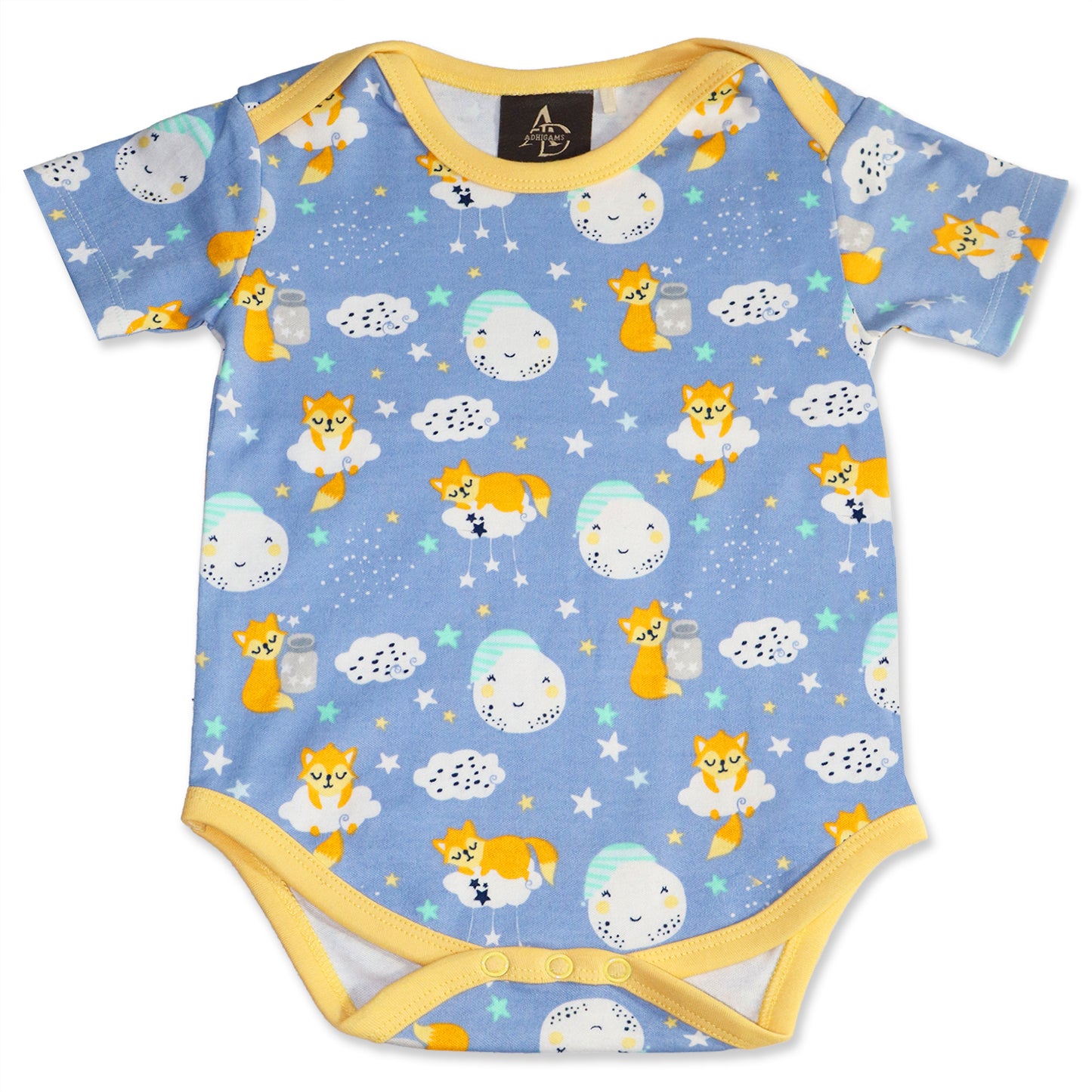 Cosmic Night New Born Baby Unisex Rompers/Jumpsuit/Sleepsuit/Night Suits for Baby Boys & Girls, Infants, 100% Pure Cotton Suit (0-3/3-6/6-9/9-12/12-18 Months) (Pack of 1) (Blue)