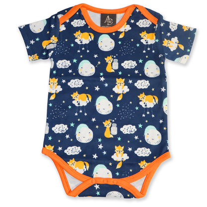 COSMIC NIGHT New Born Baby Unisex Rompers/Jumpsuit/Sleepsuit/Night Suits for Baby Boys & Girls, Infants, 100% Pure Cotton Suit (0-3/3-6/6-9/9-12/12-18 Months) (Pack of 1) (DARK BLUE)