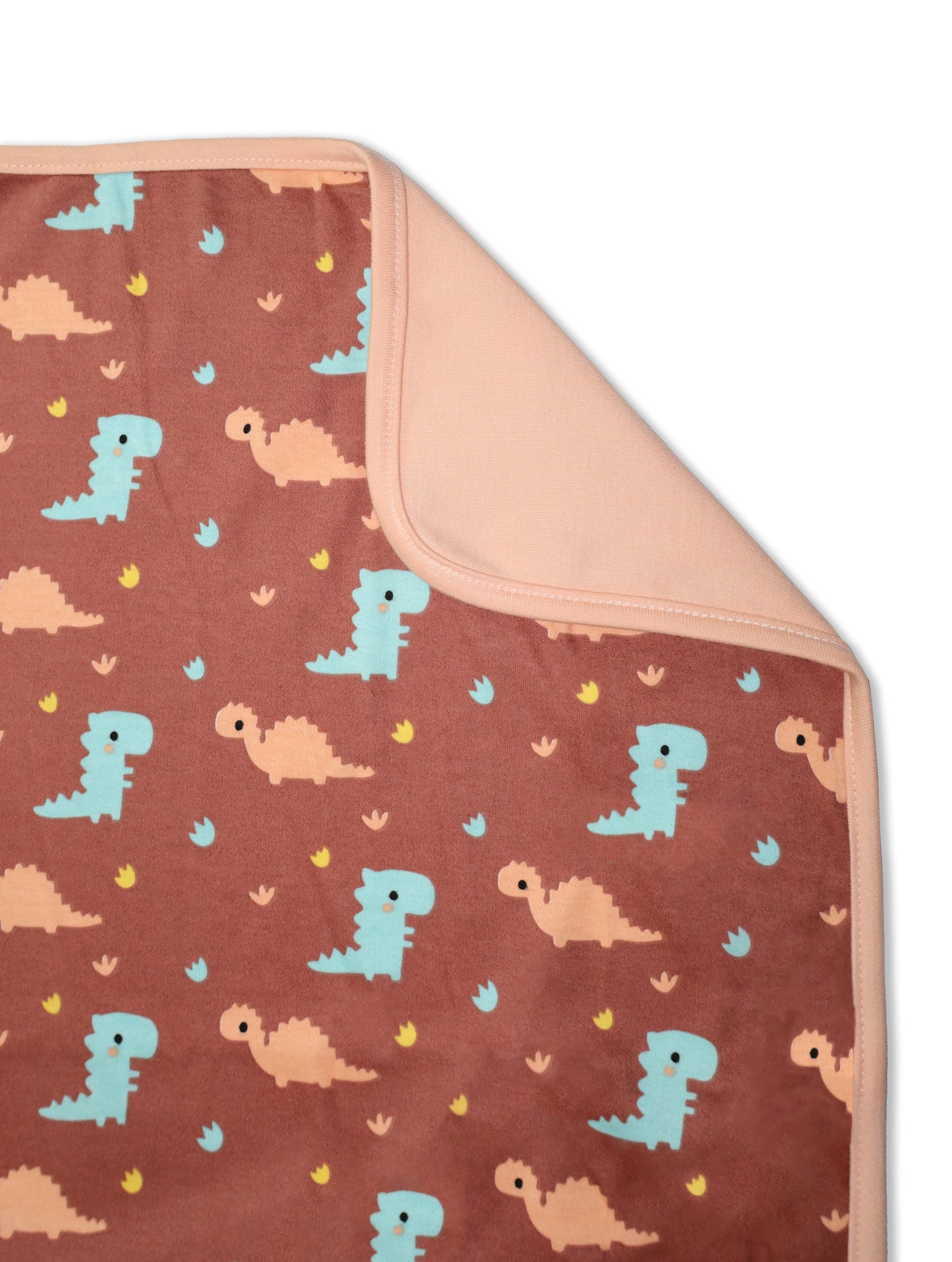 New Born Baby Dino Doodle Stylish Cotton Blanket for Baby boy and Girl | for 0 to 12 Months (Pack of 1) (Brown)