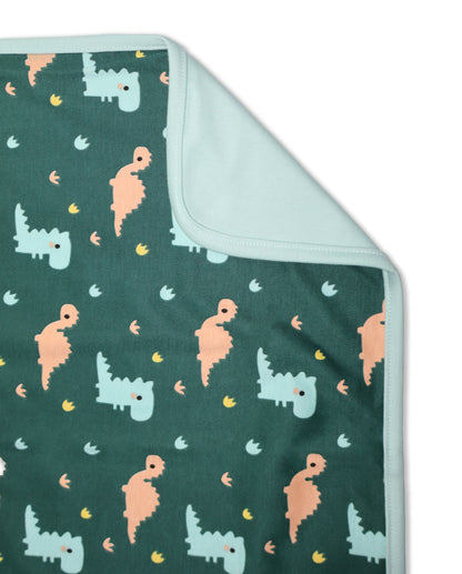 New Born Baby Dino Doodle Stylish Cotton Blanket for Baby boy and Girl | for 0 to 12 Months (Pack of 1) (Green)