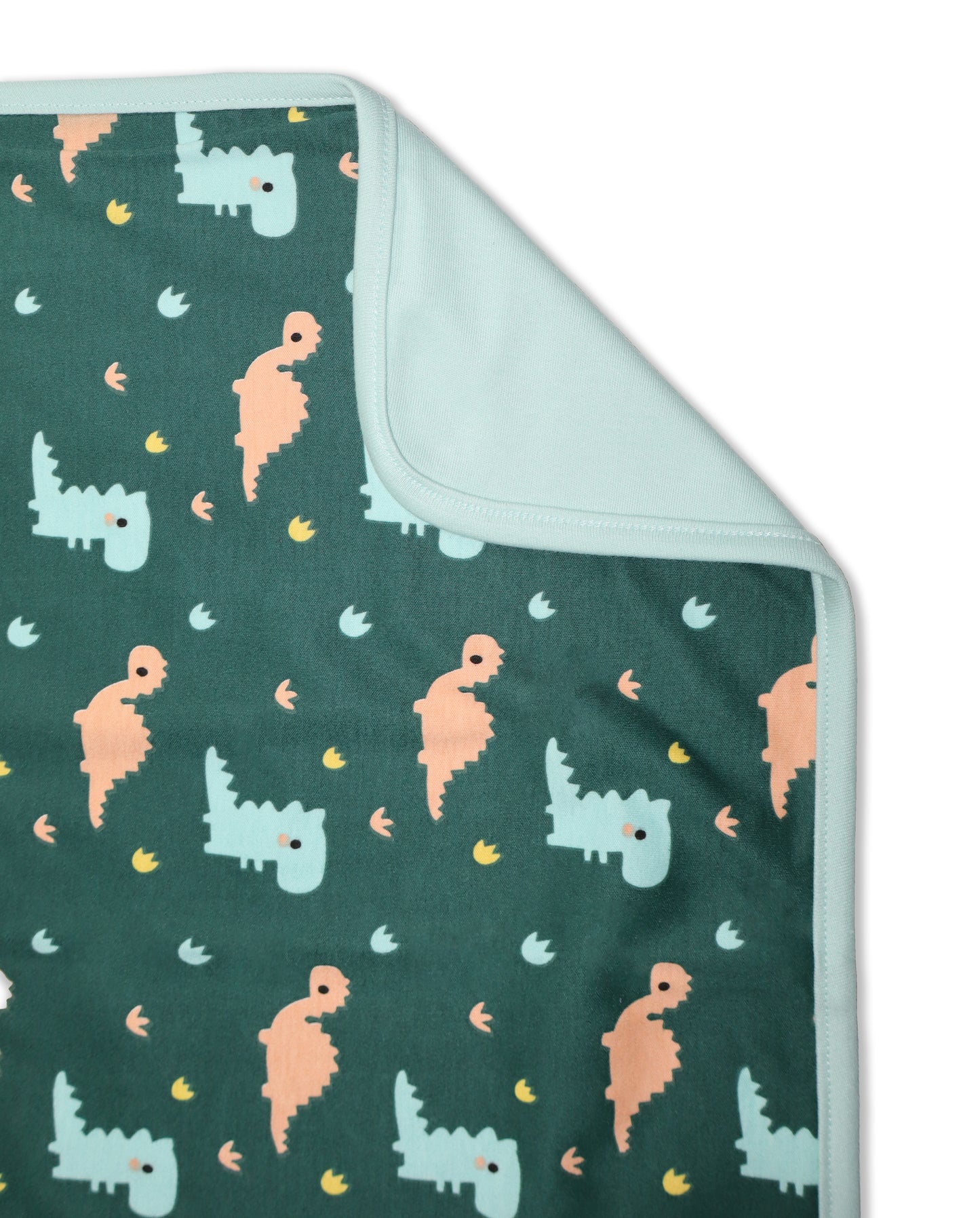 New Born Baby Dino Doodle Cotton Napkin | Cotton Baby Napkin for Baby boy and Girl (Pack of 2)