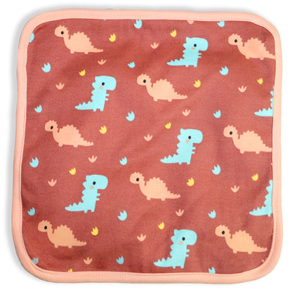 New Born Baby Dino Doodle Cotton Napkin | Cotton Baby Napkin for Baby boy and Girl (Pack of 2)