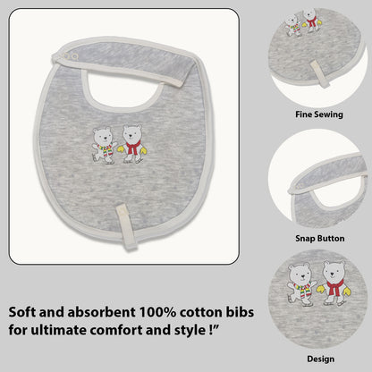 JOLLY BEAR Cotton Baby Neck Cloth Feeding Drool Bibs with Adjustable Snap Button Closure, Super Absorbent & Reusable, Soft, Comfortable & Lightweight Bandana, Bibs