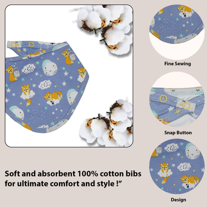 Cosmic Night Cotton Baby Neck Cloth Feeding Drool Bibs with Adjustable Snap Button Closure, Super Absorbent & Reusable, Soft, Comfortable & Lightweight Bandana, Bibs