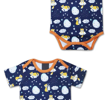 COSMIC NIGHT New Born Baby Unisex Rompers/Jumpsuit/Sleepsuit/Night Suits for Baby Boys & Girls, Infants, 100% Pure Cotton Suit (0-3/3-6/6-9/9-12/12-18 Months) (Pack of 1) (DARK BLUE)